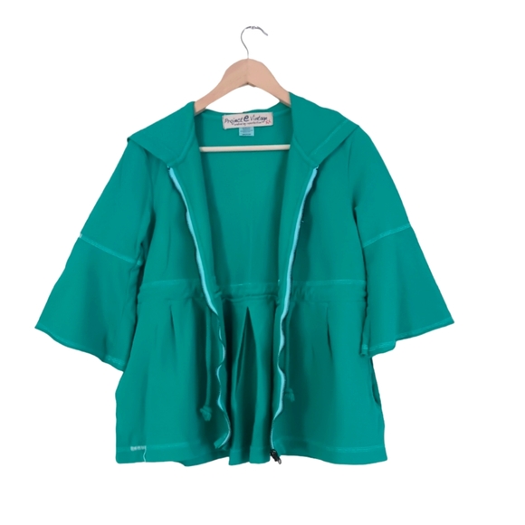 Project E Vintage from Urban Outfitters Bell Sleeve. Embroidered Zip-Up Hoodie. - Picture 2 of 4